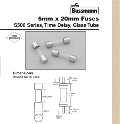 S506   bussman 5*20 玻璃管保險(xiǎn)絲